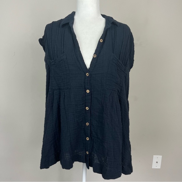 FREE PEOPLE NOT SO BASIC SHIRTDRESS BUTTON UP TUNIC IN BLACK SIZE XS - Picture 8 of 12